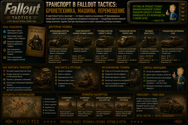 Транспорт Fallout Tactics — бронетехника, машины и перемещение отряда